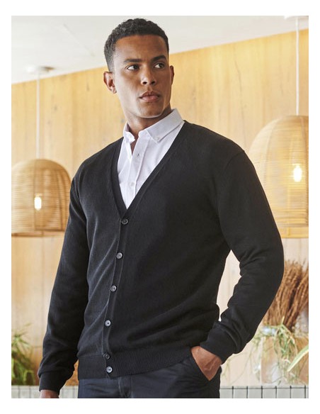 HEN-H722-Mens Lightweight V-Neck Cardigan 2